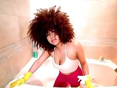 Latina Nina Diaz With Amazing Hair Gets Fucked Hard After Cleaning